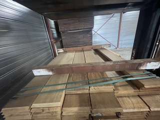 Ca. 120x Guyana Teak kopse veer en groef (buitenparket), 21x145mm, len